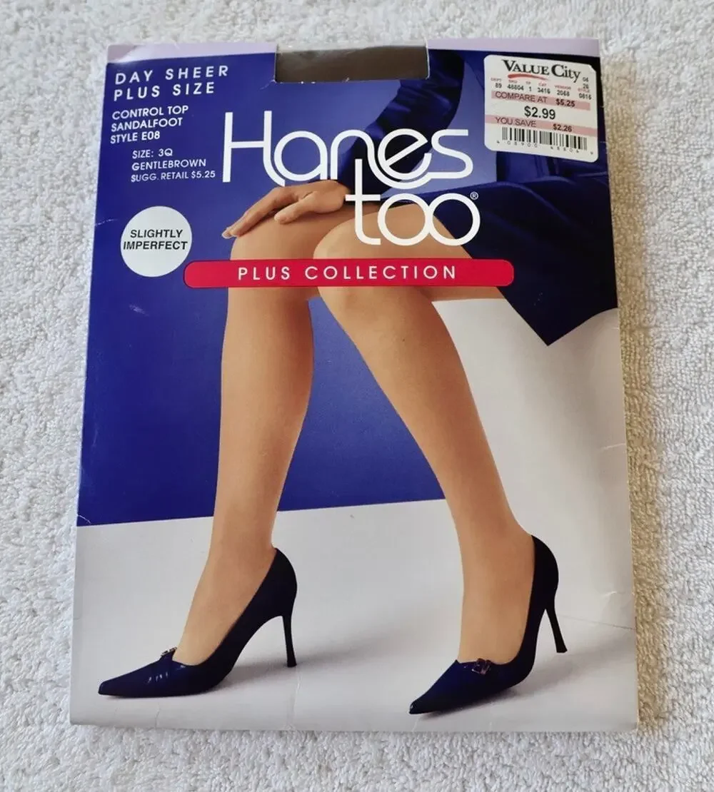 Hanes Too Plus Collection Pantyhose Plus Size 3Q Gentle Brown Control Top E08